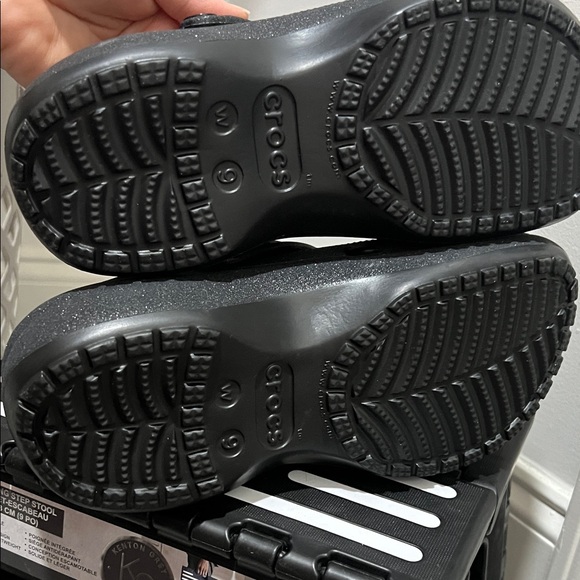 CROCS Black Glitter Platform Shoes - Picture 6 of 6